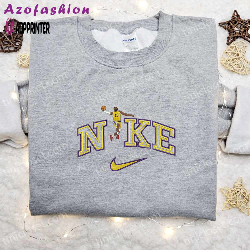 Lebron james x nike nba sport embroidered shirt – lakers & custom options Embroidered Shirt