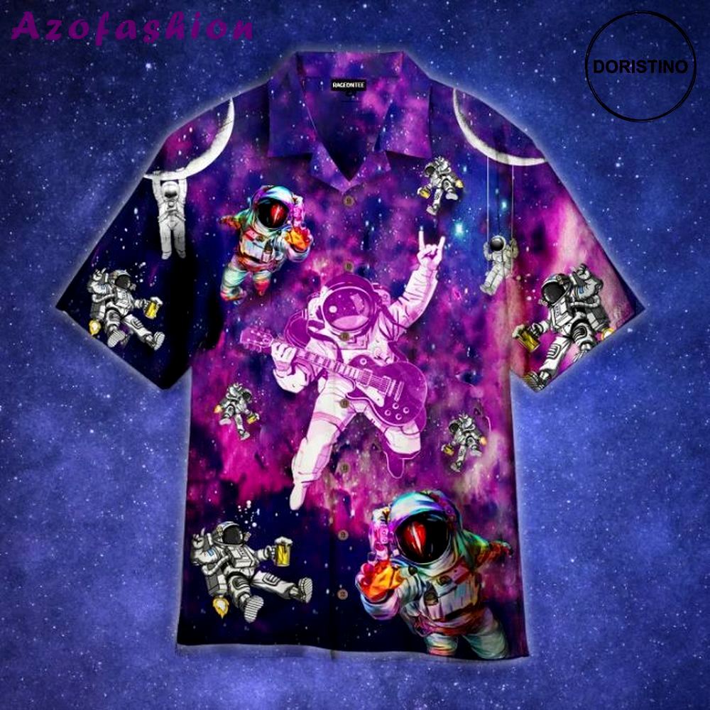 Lets rock astronaut tropical hawaiian shirt Hawaii Shirt Shorts & Flip Flops