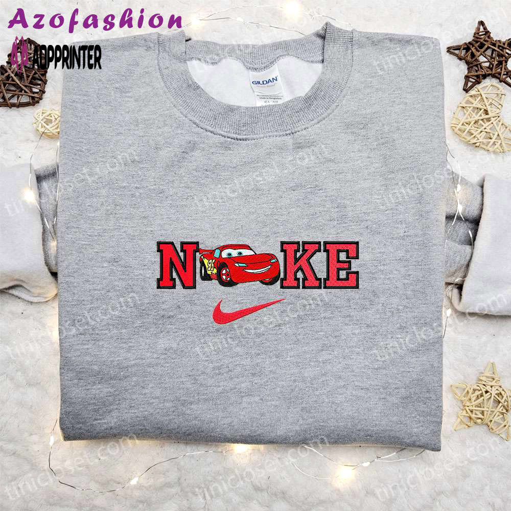 Lightning mcqueen x nike cartoon embroidered sweatshirt – disney car shirt Embroidered Shirt