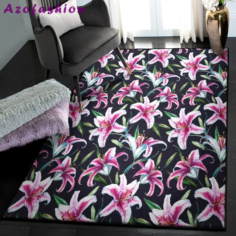 Lily flower washable rugs, flowers lily gs cl rug Rectangle Rug