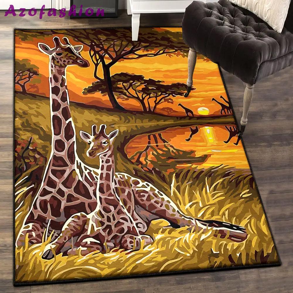 Little giraffe art deco rug, giraffe rug Rectangle Rug