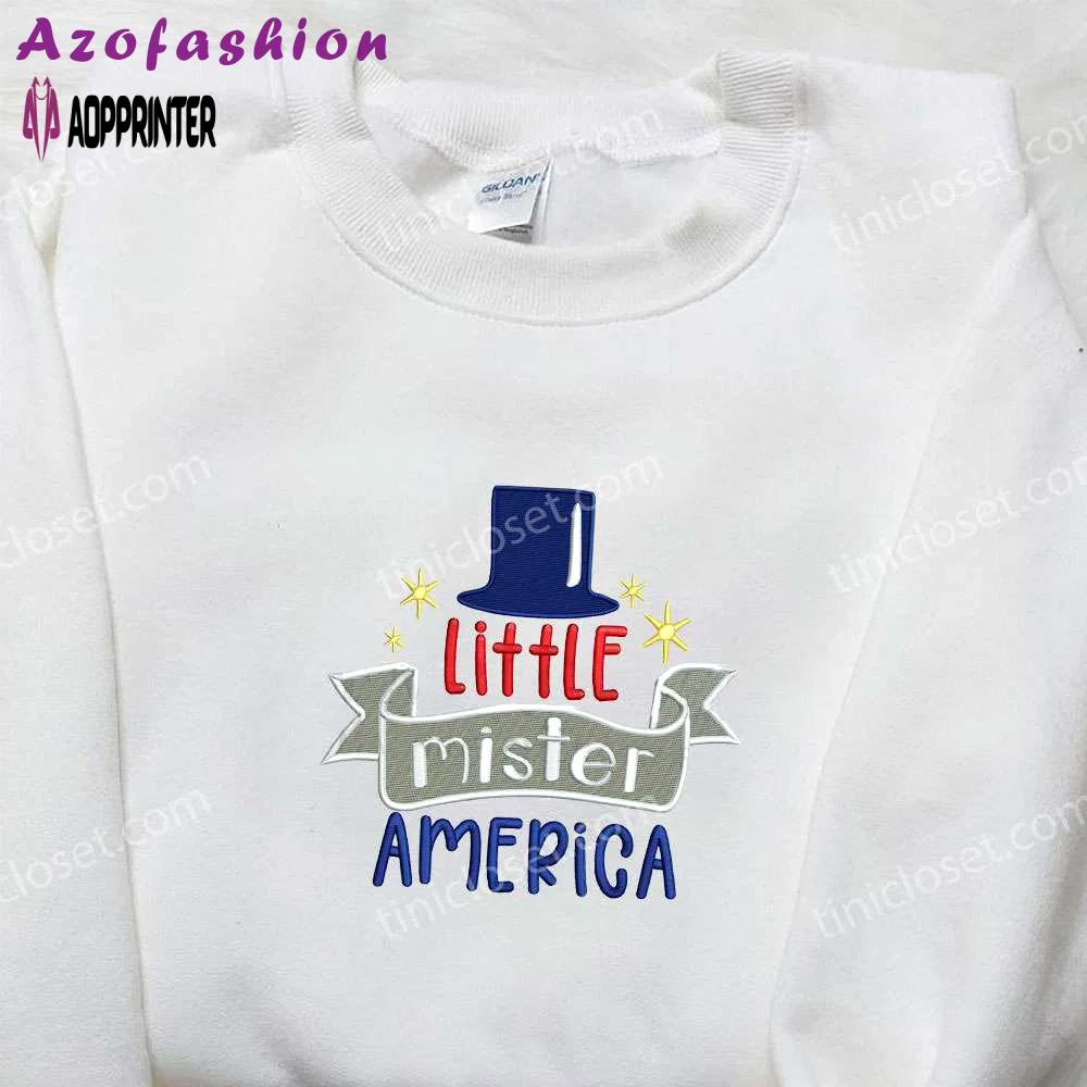 Little mister america embroidered shirt: best patriotic shirts for national day gifts Embroidered Shirt