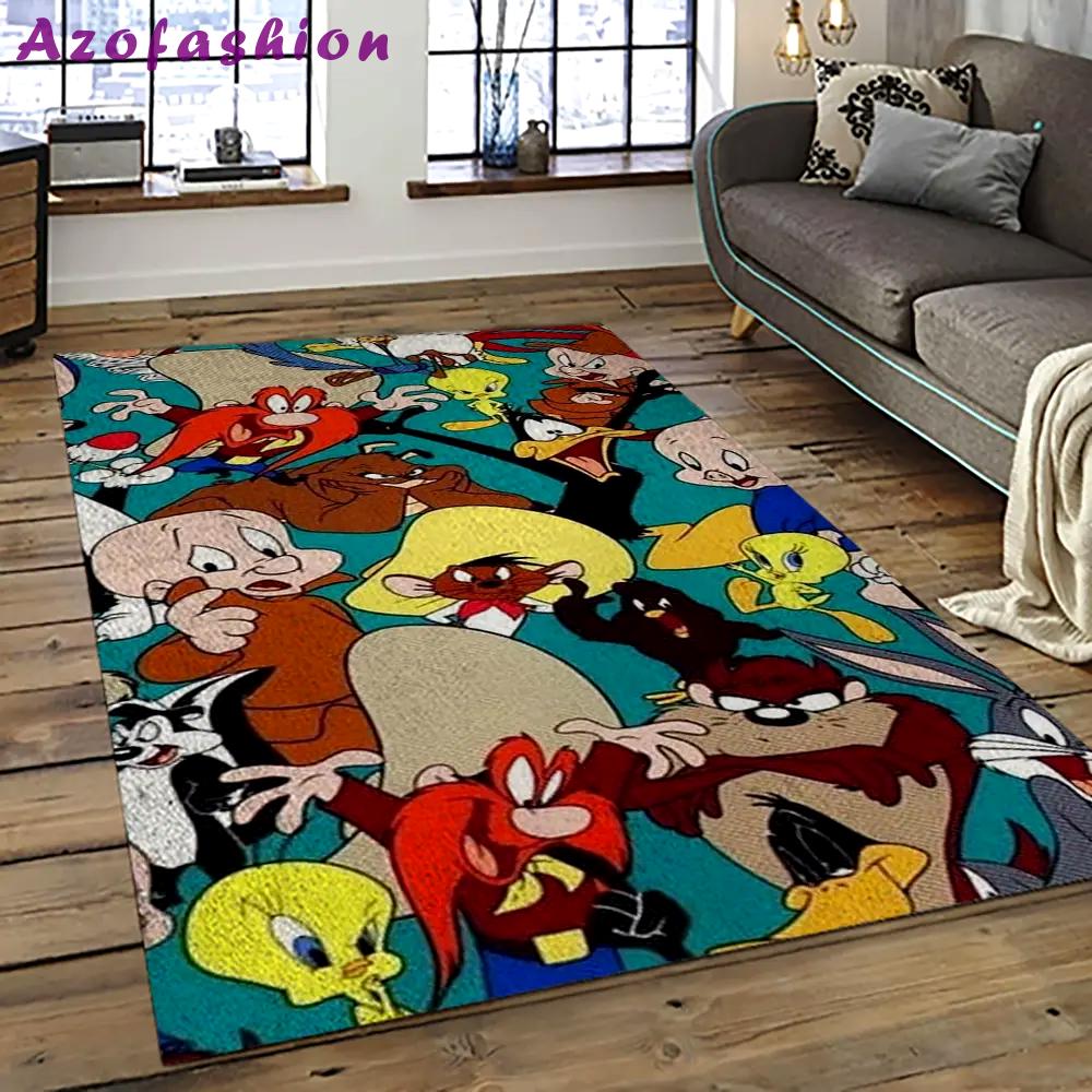 Looney tunes characters cartoon movie carpet rectangle area rug for living room bedroom decor lt31 Rectangle Rug
