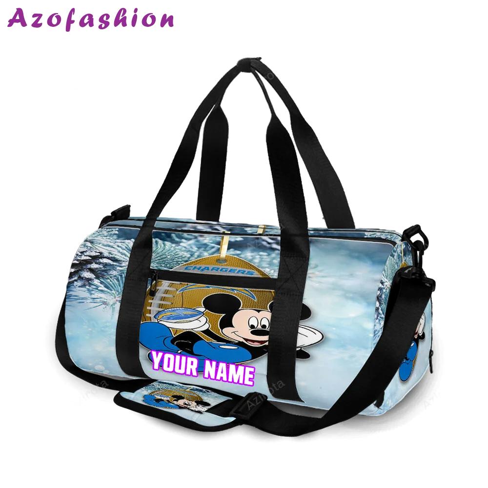 Los angeles chargers mickey v47 personalized name travel bag gym bag 1825 Travel Bag