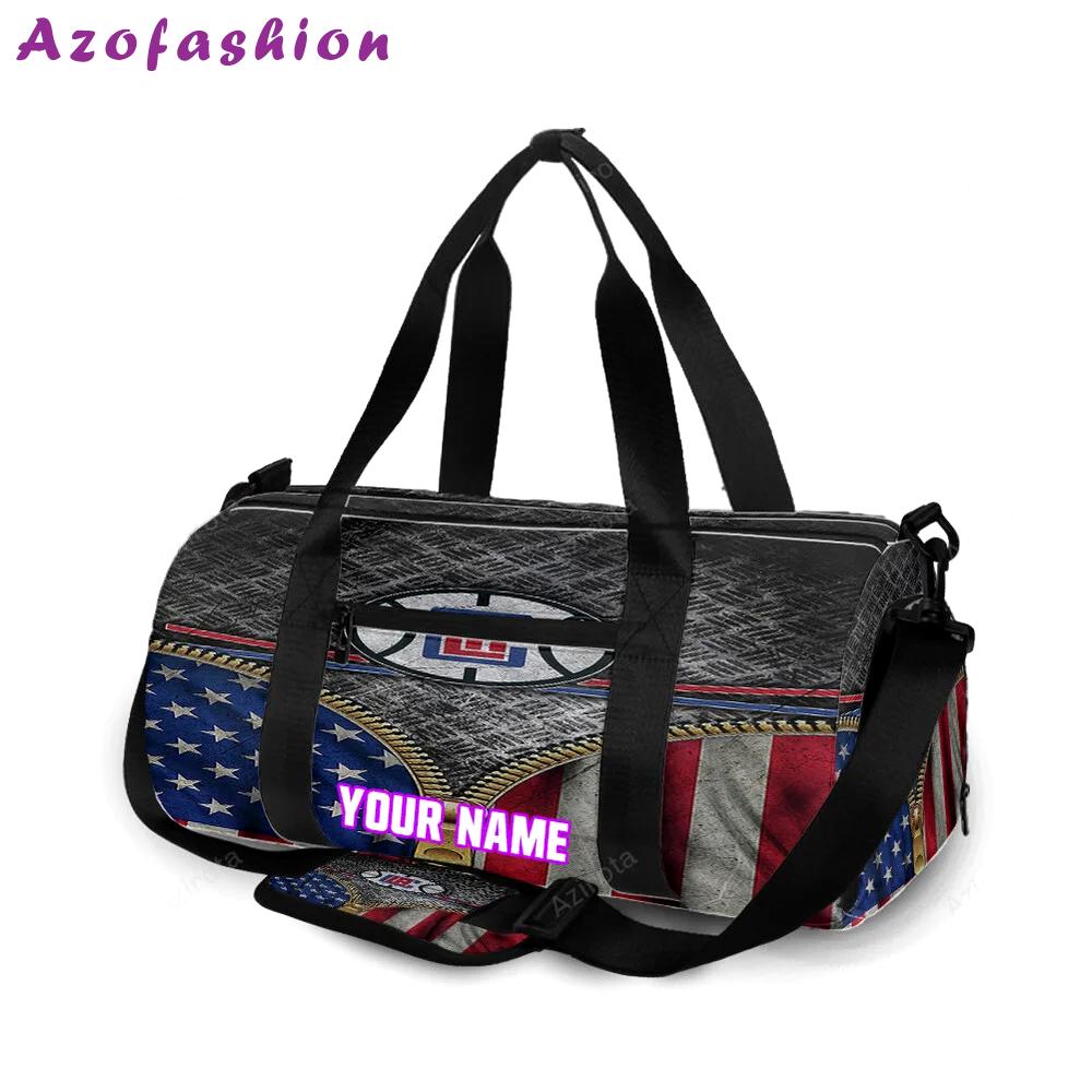 Los angeles clippers metal flag personalized name travel bag gym bag 387 Travel Bag