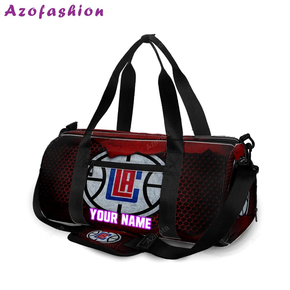 Los angeles clippers metal texture personalized name travel bag gym bag 1053 Travel Bag