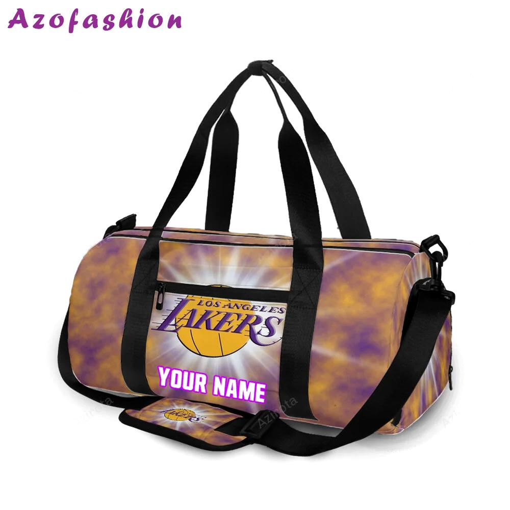 Los angeles lakers emblem v33 personalized name travel bag gym bag 500 Travel Bag