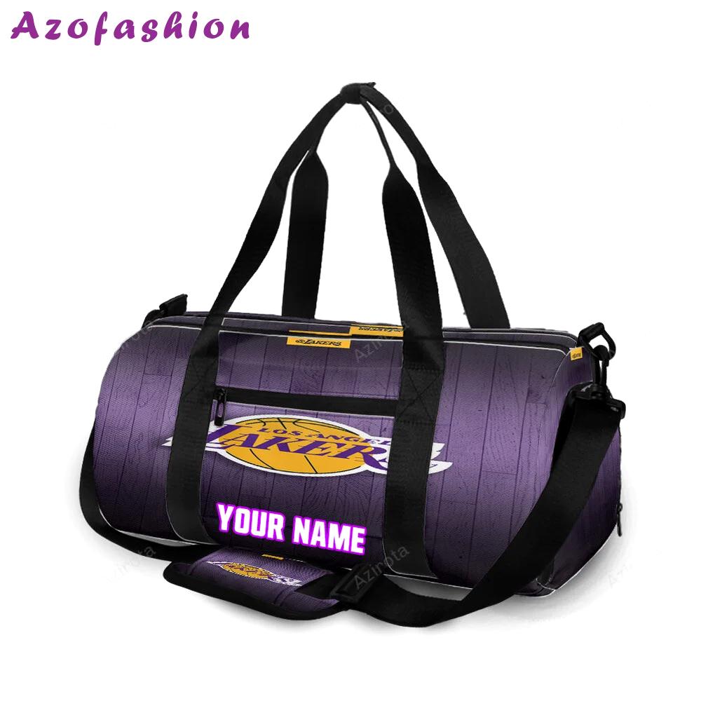 Los angeles lakers wooden v3 personalized name travel bag gym bag 1283 Travel Bag