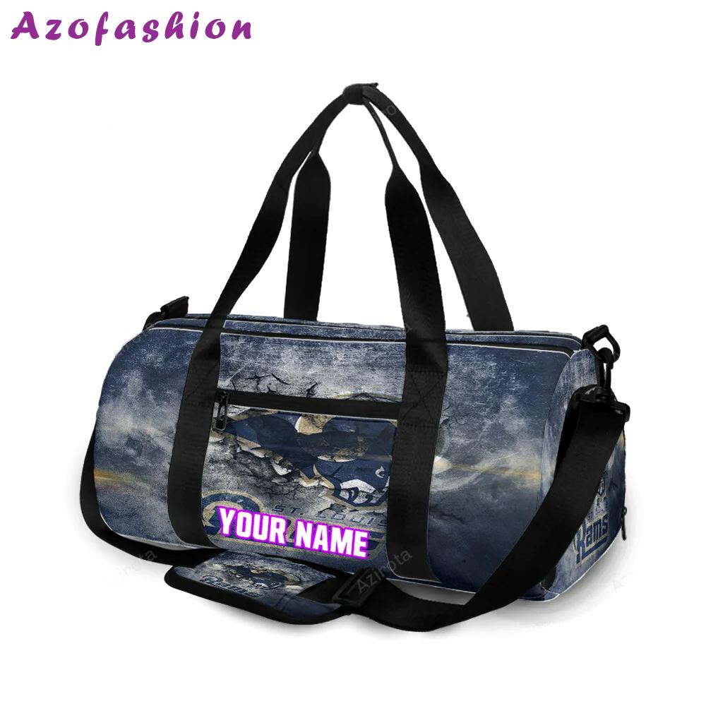 Los angeles rams crack navy wall personalized name travel bag gym bag 676 Travel Bag