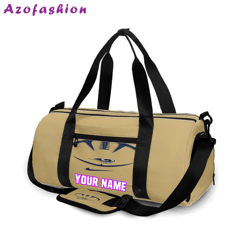 Los angeles rams navy ball yellow personalized name travel bag gym bag 600 Travel Bag