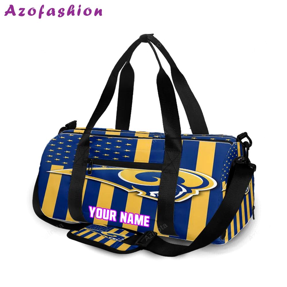 Los angeles rams yellow blue flag personalized name travel bag gym bag 1953 Travel Bag