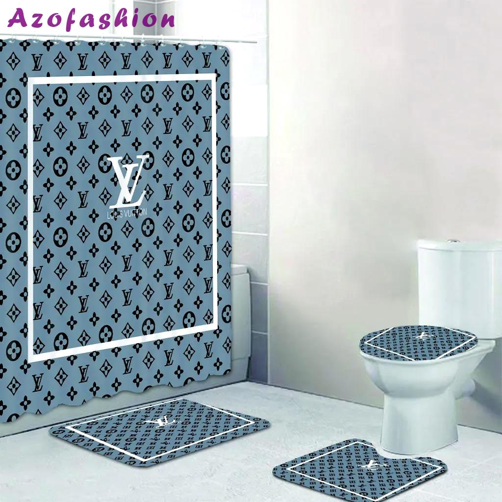 louis vitton gray white full bathroom set bath mat home decor luxury fashion brand hypebeast Bathroom Set