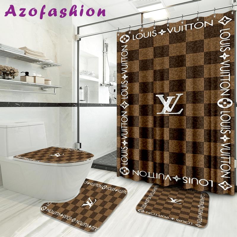 Louis vuitton bathroom set luxury shower curtain waterproof luxury brand hot 2023 35 Bathroom Accessory Sets