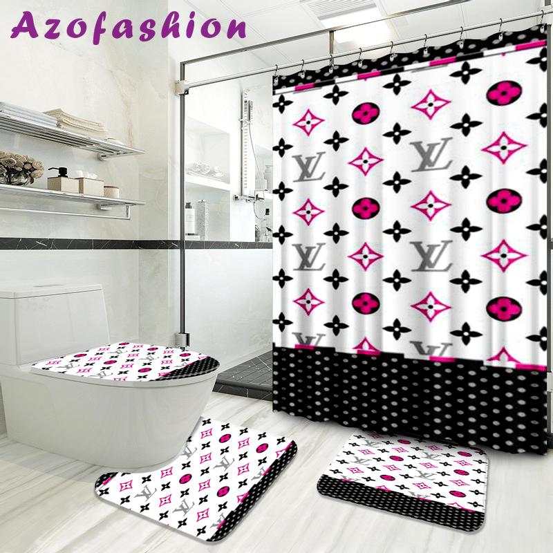 Louis vuitton bathroom set luxury shower curtain waterproof luxury brand hot 2023 39 Bathroom Accessory Sets