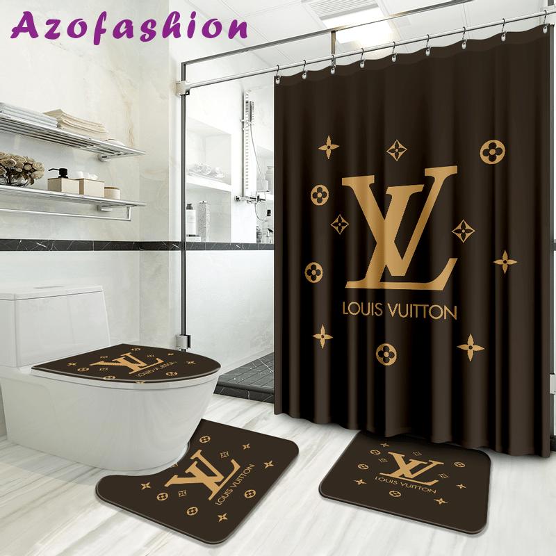 Louis vuitton bathroom set luxury shower curtain waterproof luxury brand hot 2023 52 Bathroom Accessory Sets