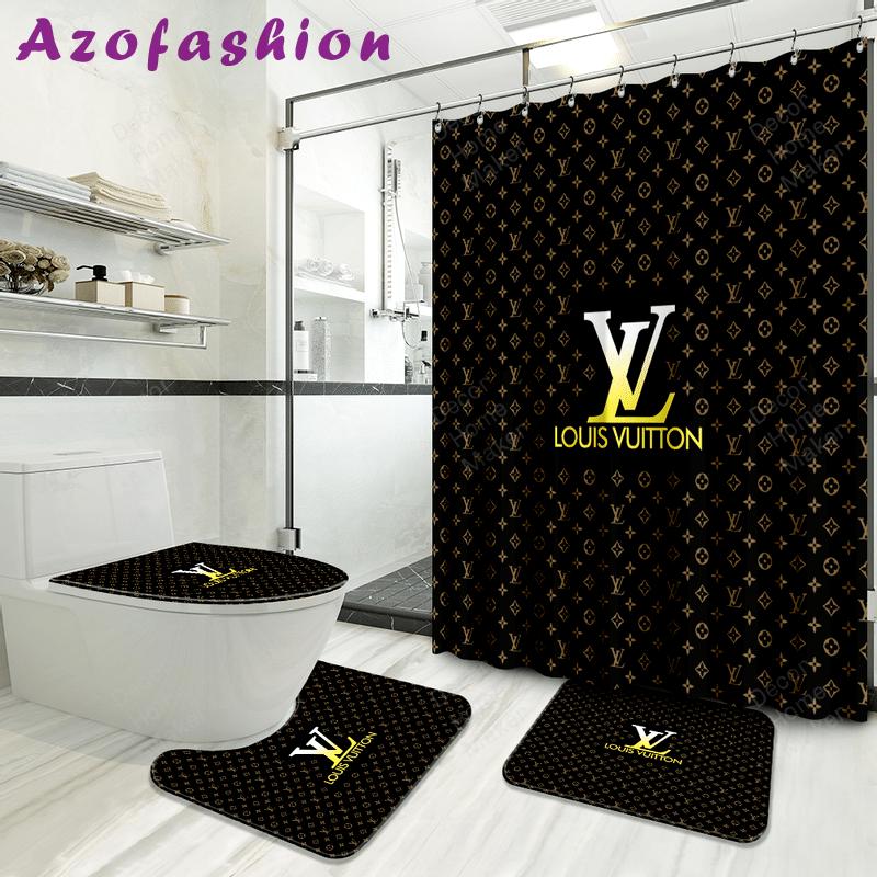 Louis vuitton bathroom set luxury shower curtain waterproof luxury brand hot 2023 53 Bathroom Accessory Sets
