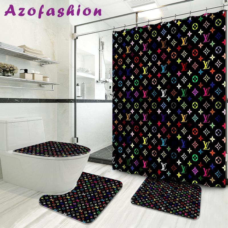 Louis vuitton bathroom set luxury shower curtain waterproof luxury brand hot 2023 61 Bathroom Accessory Sets
