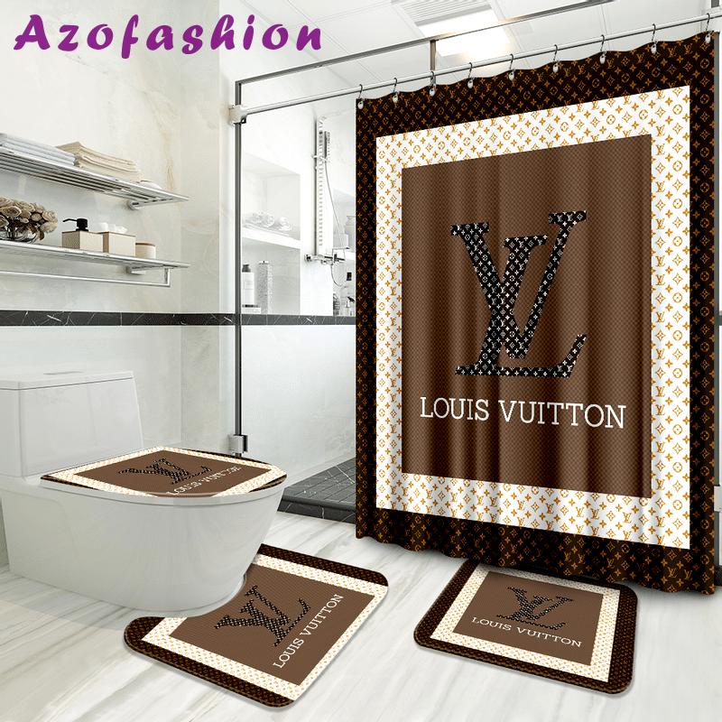Louis vuitton bathroom set luxury shower curtain waterproof luxury brand hot 2023 62 Bathroom Accessory Sets