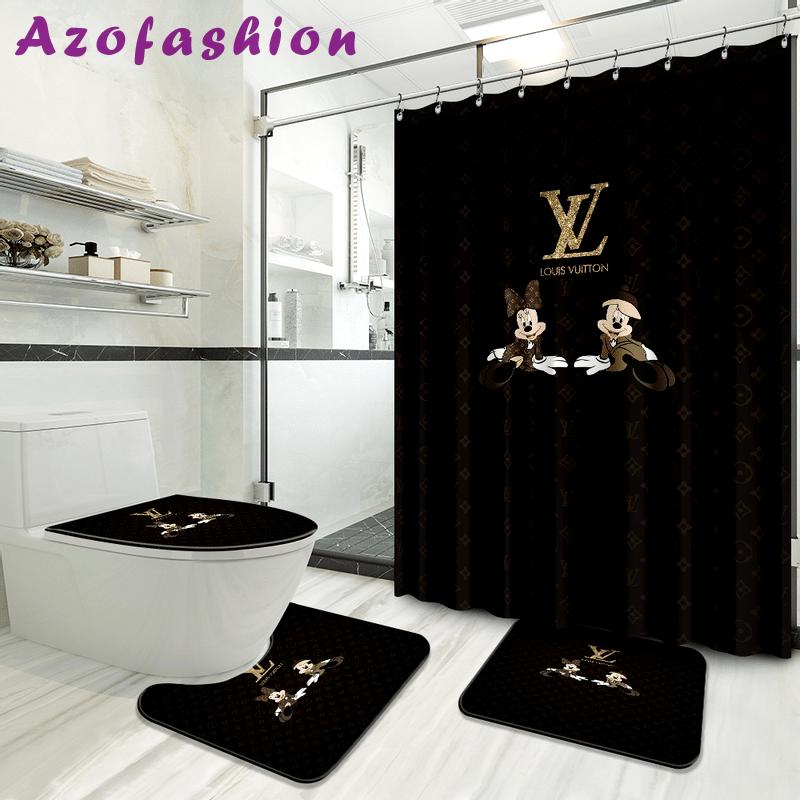 Louis vuitton bathroom set luxury shower curtain waterproof luxury brand hot 2023 76 Bathroom Accessory Sets