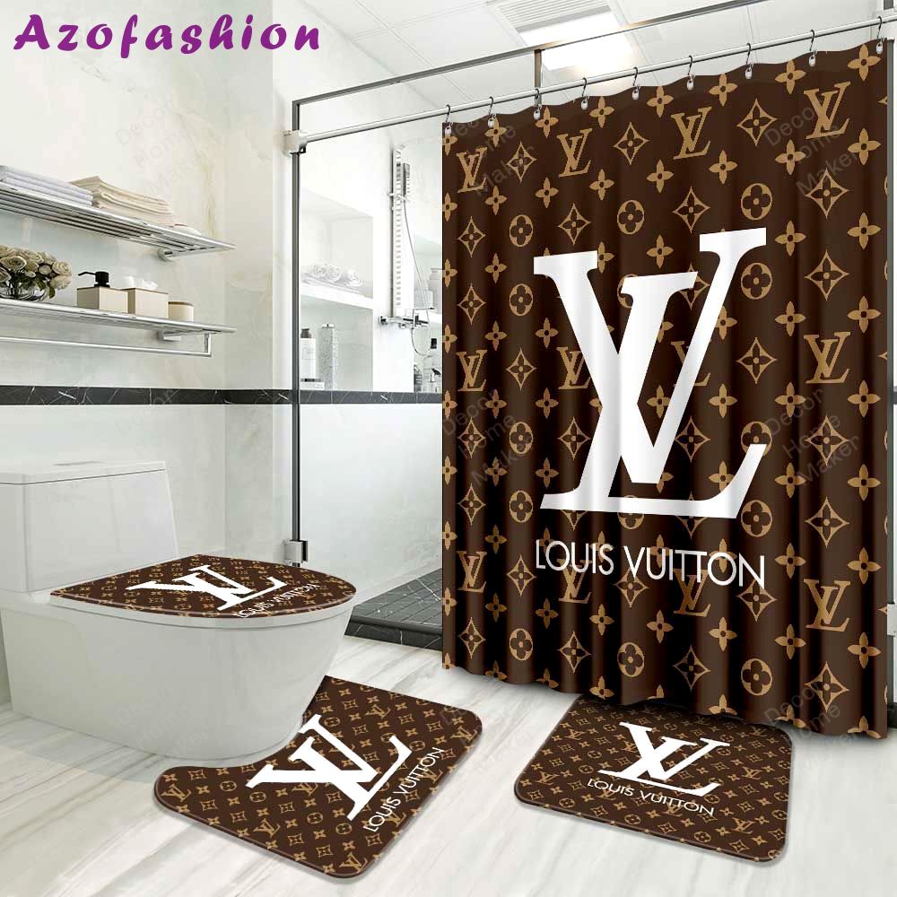 Louis vuitton bathroom set luxury shower curtain waterproof luxury brand hot 2023 89 Bathroom Accessory Sets