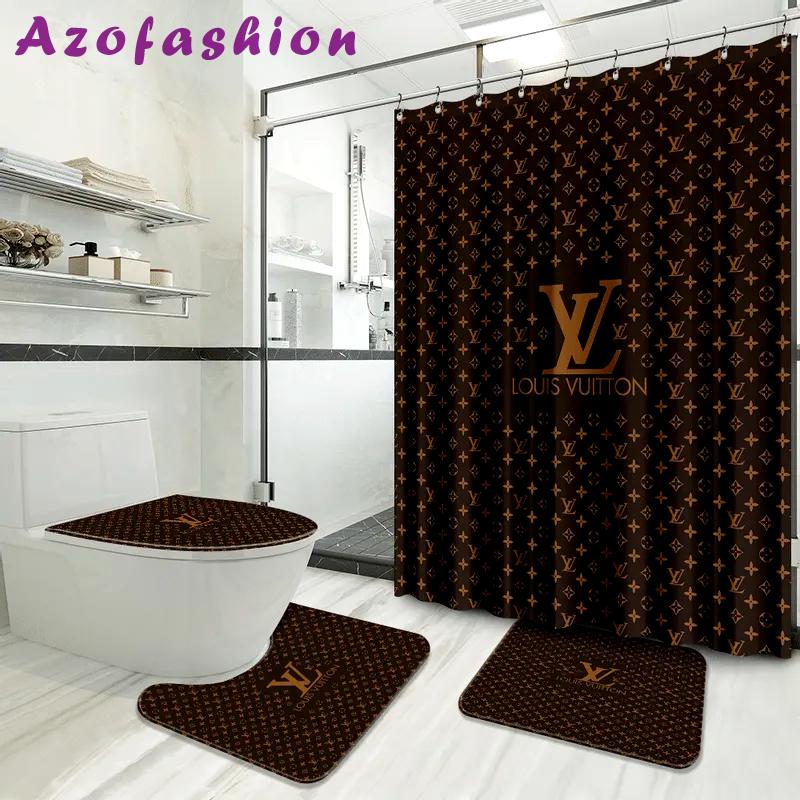 Louis vuitton bathroom set luxury shower curtain waterproof luxury brand with logo louis vuitton 17 279 Bathroom Set