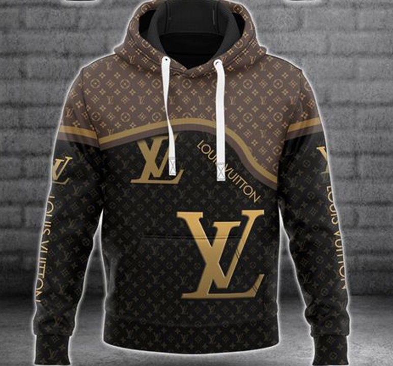Louis vuitton black brown fashion luxury brand hoodie for men women Hoodie 3D