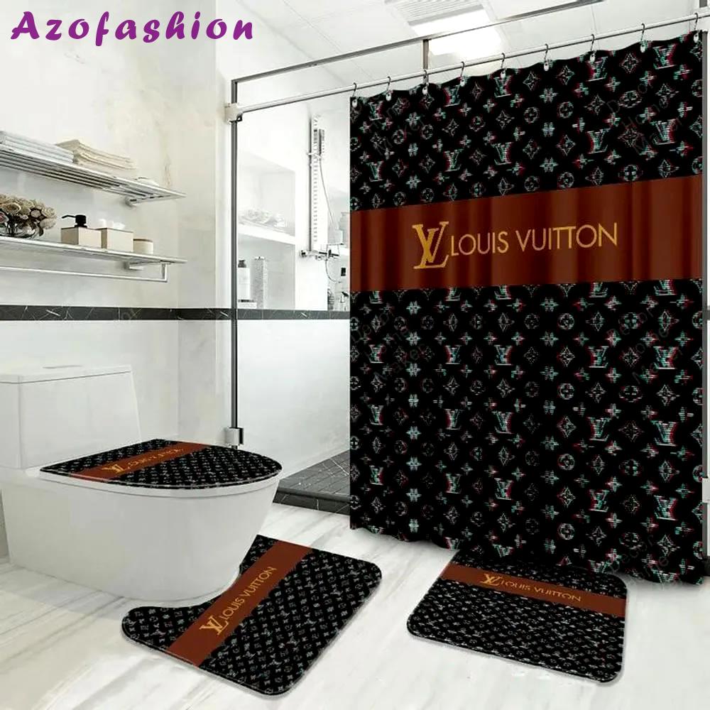 Louis vuitton black monogram luxury fashion brand home decor hypebeast bathroom sets bath mat Bathroom Set