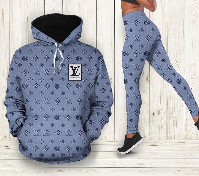Louis vuitton blue hoodie leggings luxury brand lv clothing clothes outfit for women 114 hcst 87 Hoodie Leggings Set