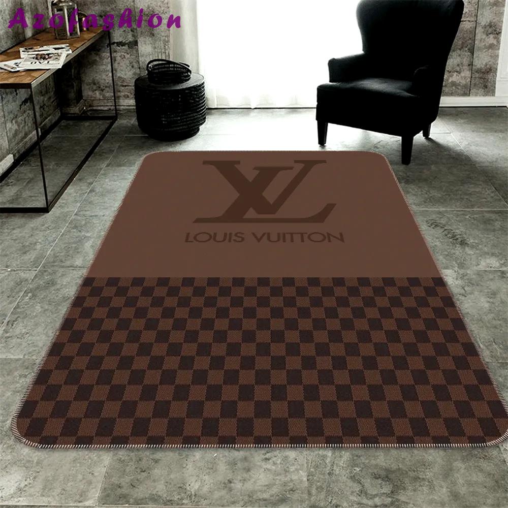 Louis vuitton brown logo type 472. Upgrade Your Living Room with Luxury Home Decor: Area Carpets, Floor Decor, Door Mats, and Hot Gift Items with style a High-End Fashion Brand Rectangle Rug