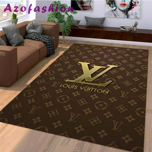Louis vuitton brown logo type 664. Upgrade Your Living Room with Luxury Home Decor: Area Carpets, Floor Decor, Door Mats, and Hot Gift Items with style a High-End Fashion Brand Rectangle Rug