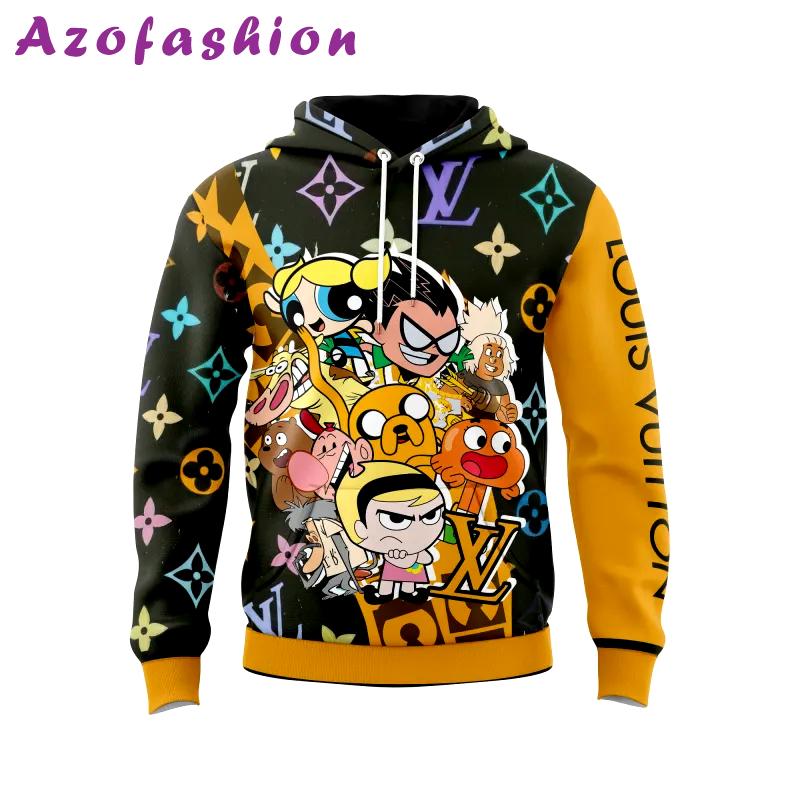 Louis vuitton cartoon hero yellow black unisex hoodie outfit for men women luxury brand clothing special gift Hoodie 3D