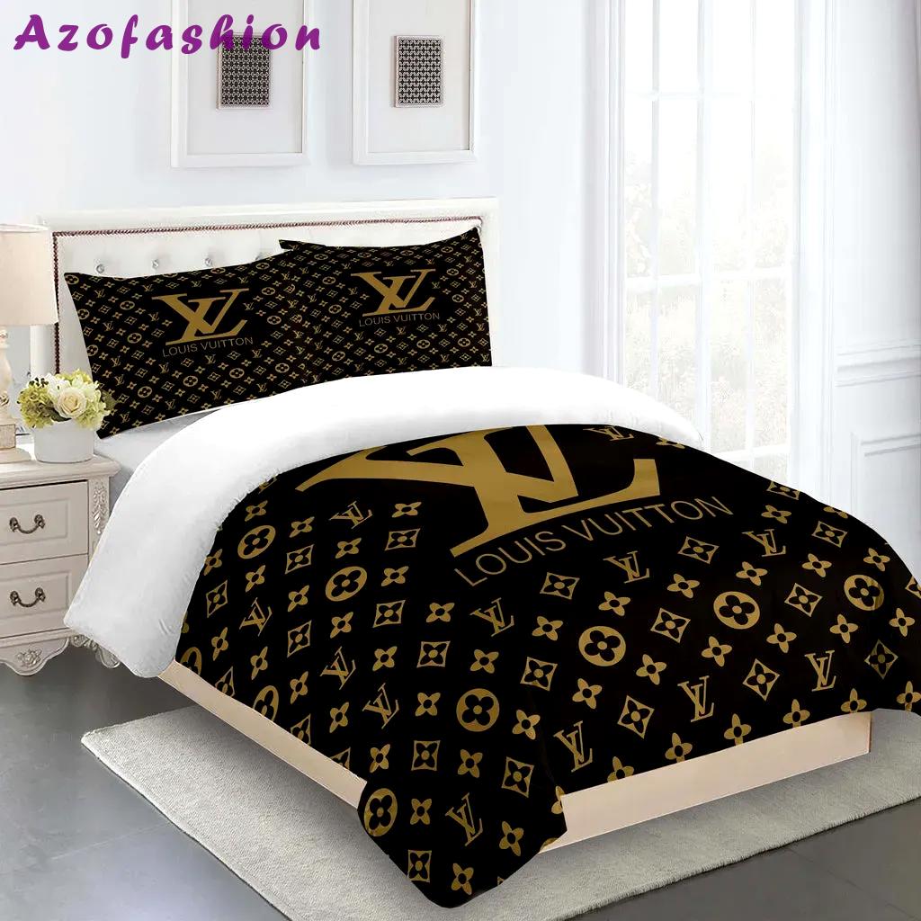 Louis vuitton fashion logo limited luxury brand bedding sets, bedroom decor , thanksgiving decorations for home 32 best luxury bed sets gift thankgivings and christmas Bedding Sets