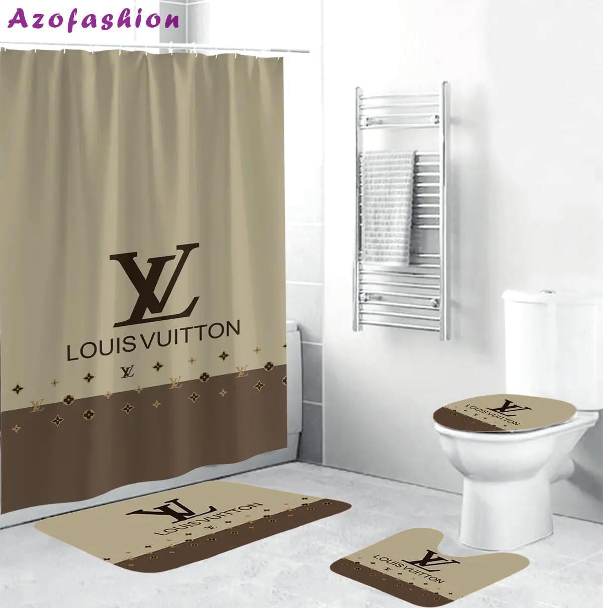 Louis vuitton light grey bathroom sets hypebeast bath mat luxury fashion brand home decor Bathroom Set