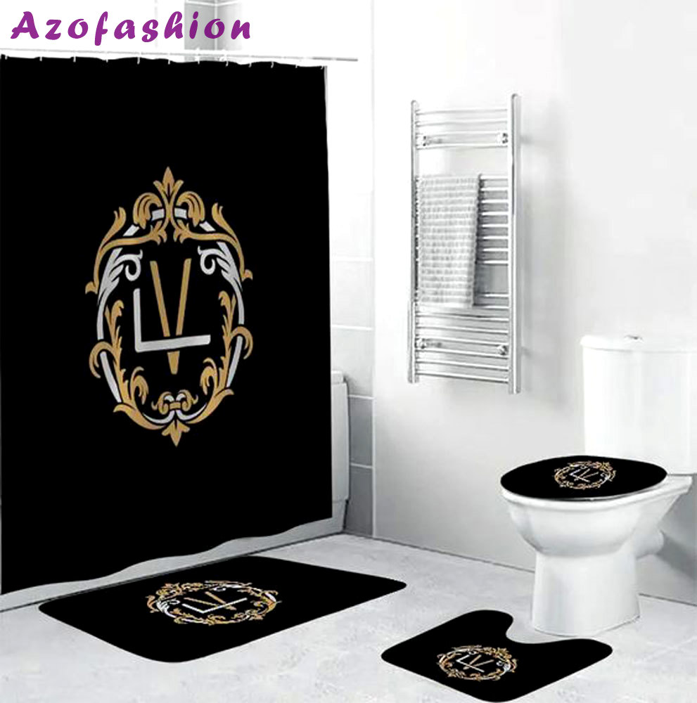 Louis vuitton lv black home decor bath mat bathroom sets hypebeast luxury fashion brand Bathroom Set