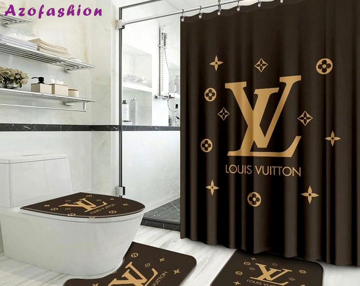 Louis vuitton lv brown bath mat luxury fashion brand bathroom sets hypebeast home decor Bathroom Set