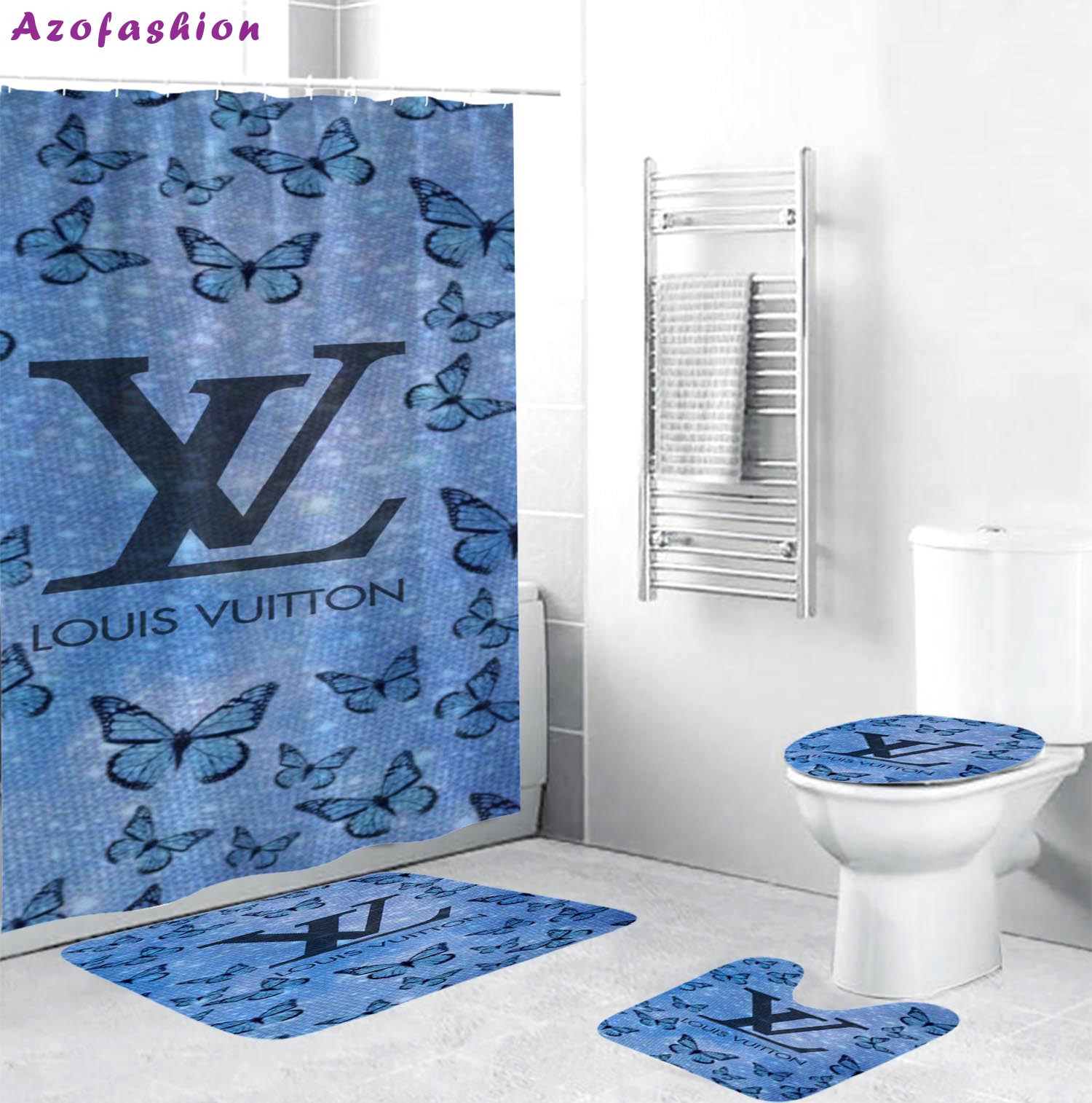 Louis vuitton lv butterfly bathroom sets luxury fashion brand bath mat hypebeast home decor Bathroom Set