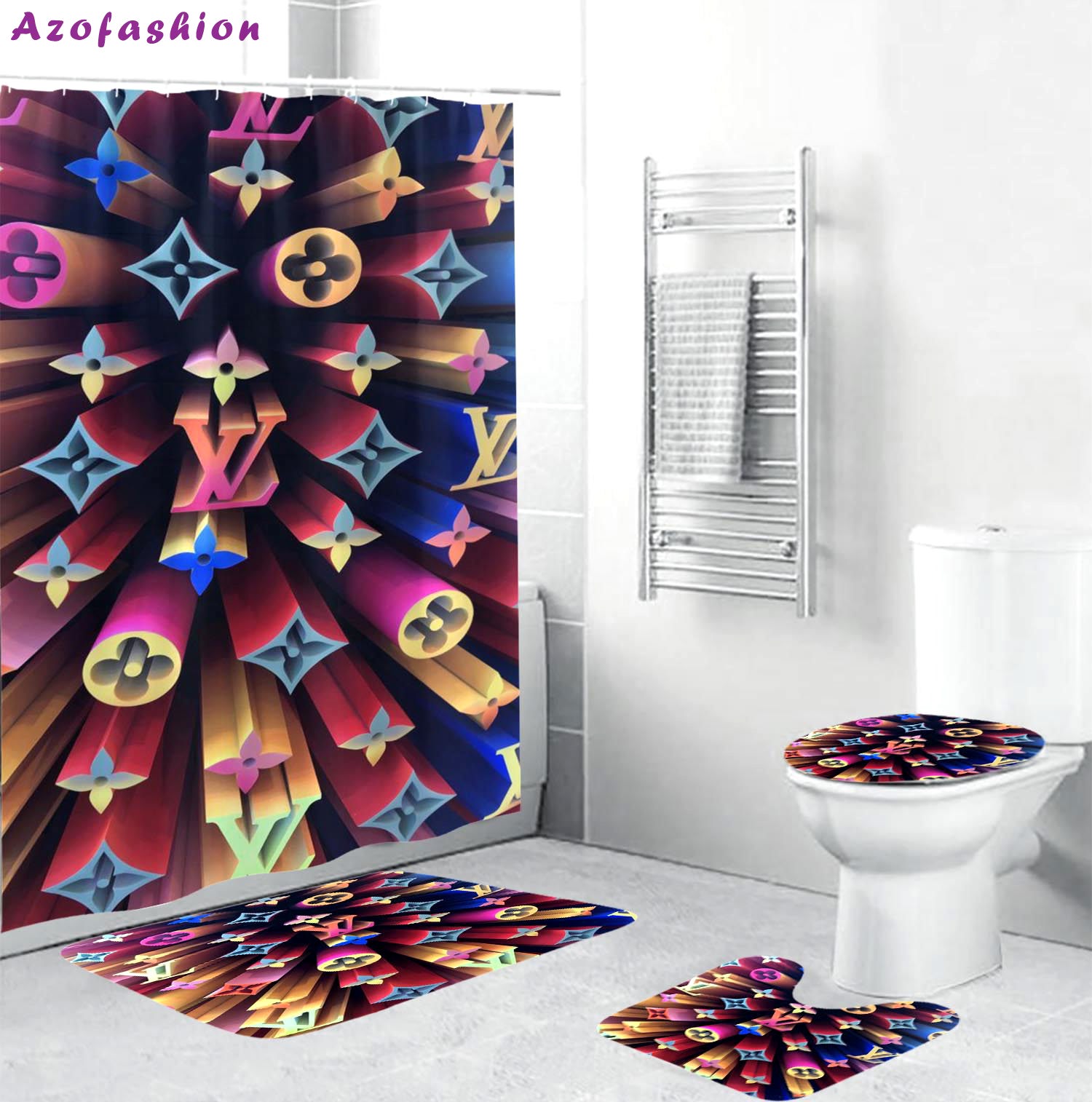 Louis vuitton lv colorful home decor bath mat bathroom sets hypebeast luxury fashion brand Bathroom Set