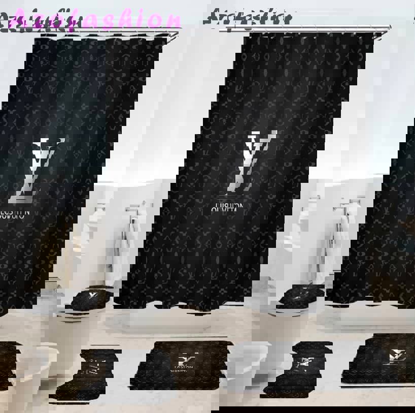 Louis vuitton lv dark hypebeast bathroom sets home decor bath mat luxury fashion brand Bathroom Set