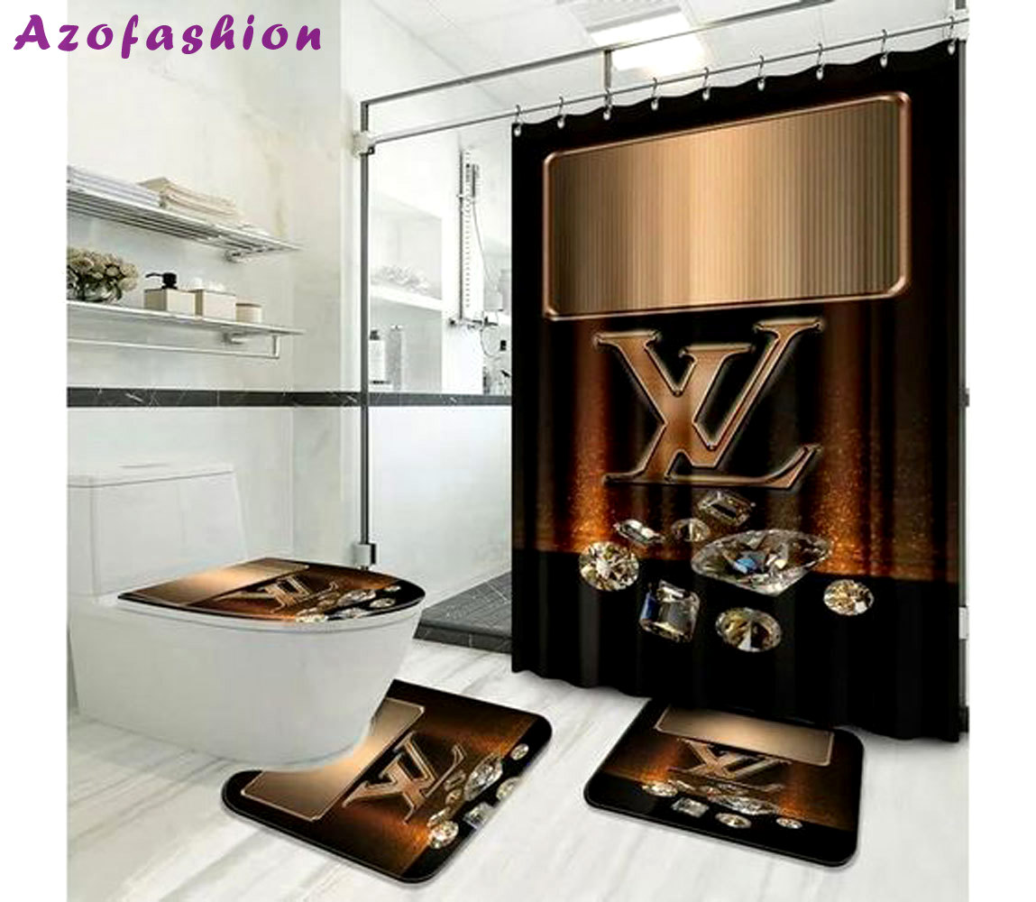 Louis vuitton lv diamond bathroom set luxury fashion brand home decor hypebeast bath mat Bathroom Set