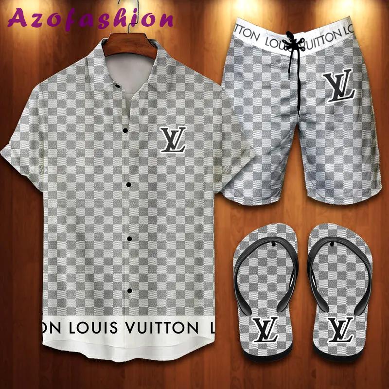 Louis vuitton lv flip flops and combo hawaii Hawaii Shirt Shorts & Flip Flops