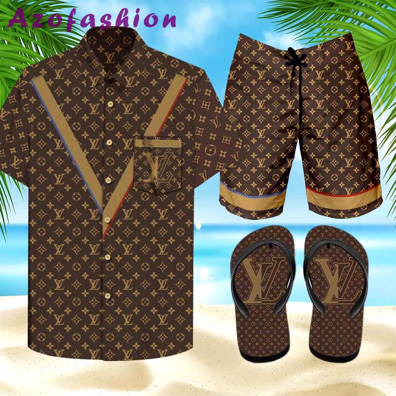 Louis vuitton lv flip flops and combo hawaii shirt Hawaii Shirt Shorts & Flip Flops