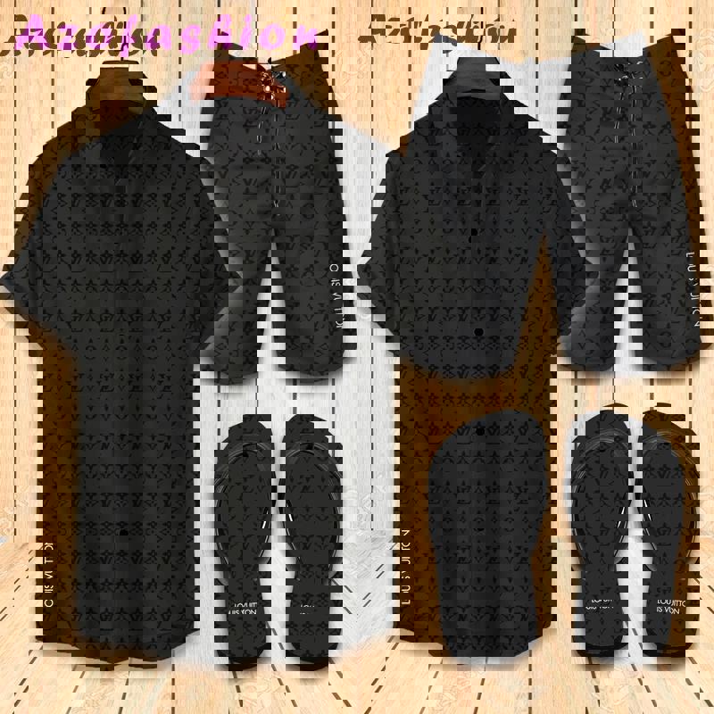 Louis vuitton lv flip flops and combo hawaii shirt shorts luxury brand summer outfit 2 Hawaii Shirt Shorts & Flip Flops