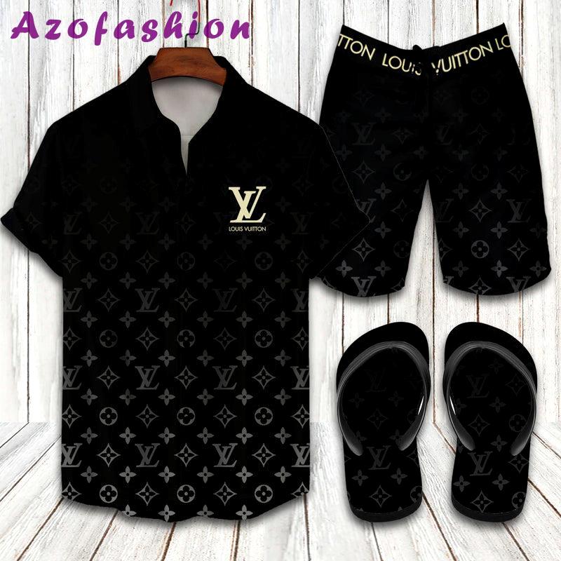 Louis vuitton lv flip flops and combo hawaii shirt shorts luxury brand summer outfit 3 Hawaii Shirt Shorts & Flip Flops