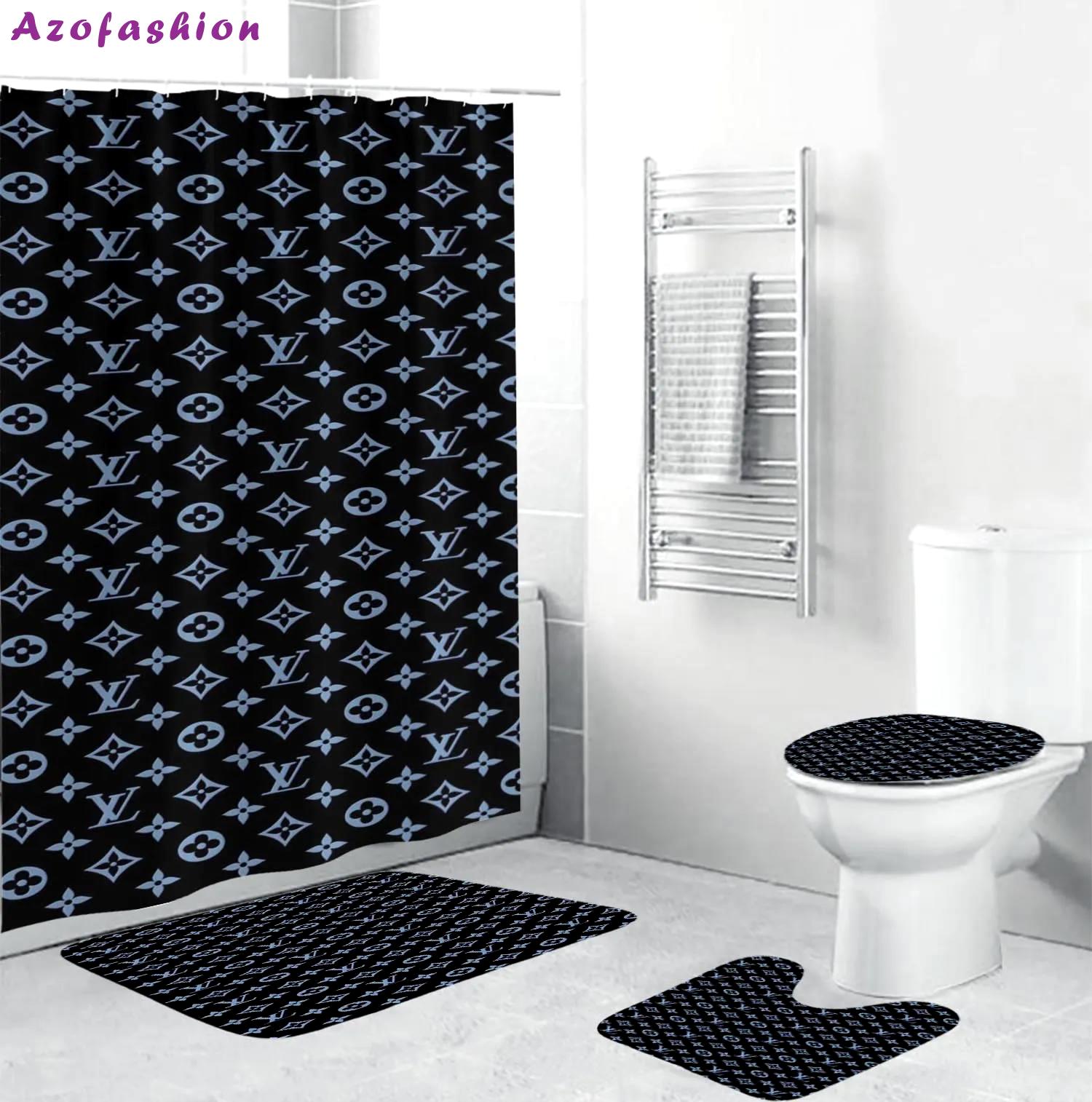 Louis vuitton lv louis vuitton blue monogram bathroom set hypebeast home decor luxury fashion brand bath mat Bathroom Set