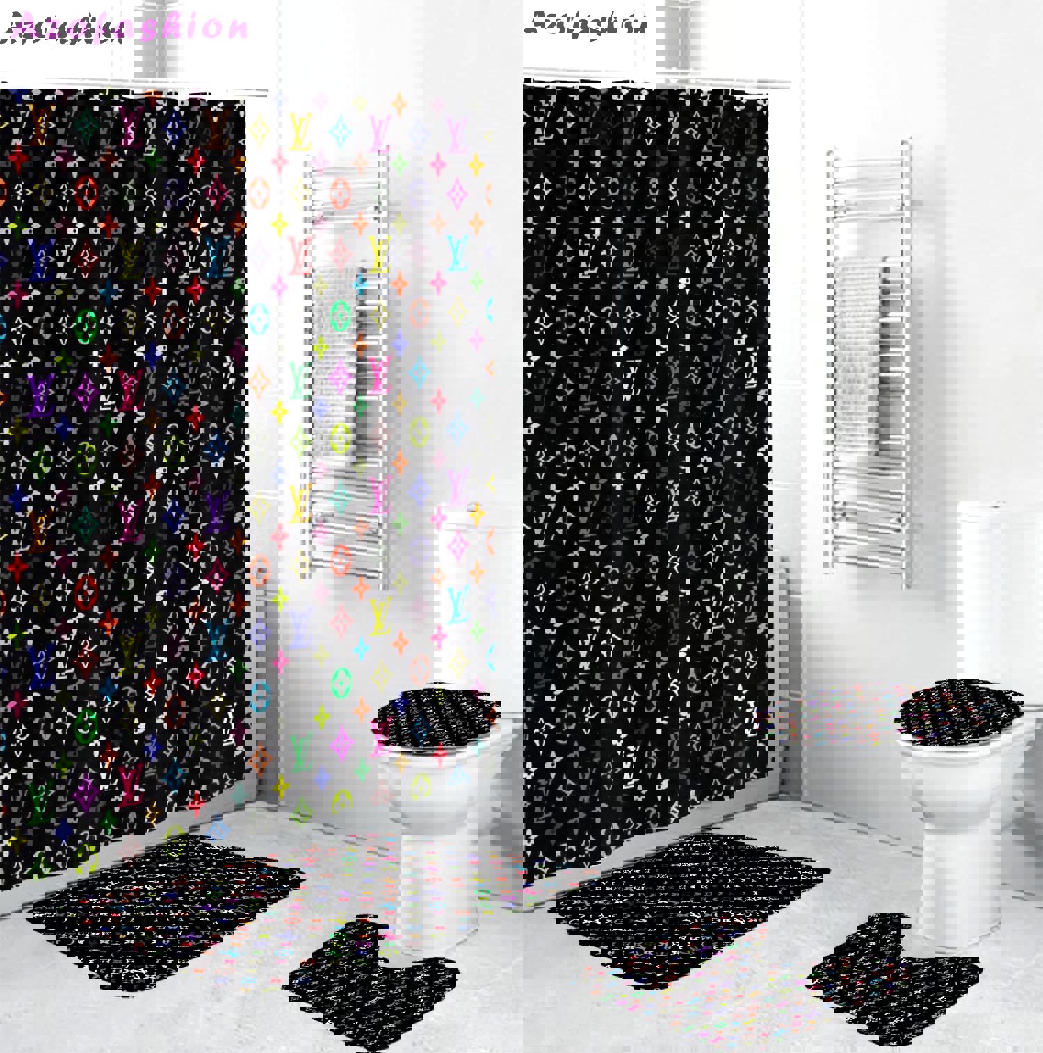 Louis vuitton lv multicolor home decor luxury fashion brand bath mat bathroom sets hypebeast Bathroom Set
