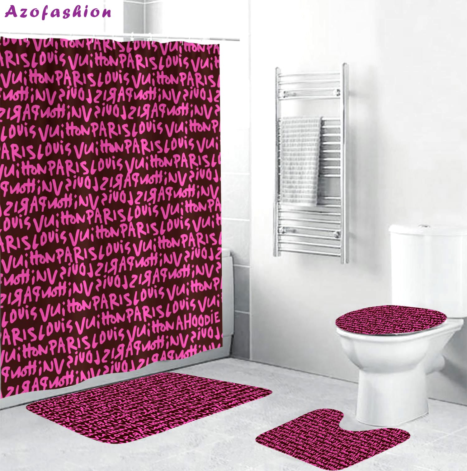 Louis vuitton lv pink bath mat home decor hypebeast luxury fashion brand bathroom sets Bathroom Set