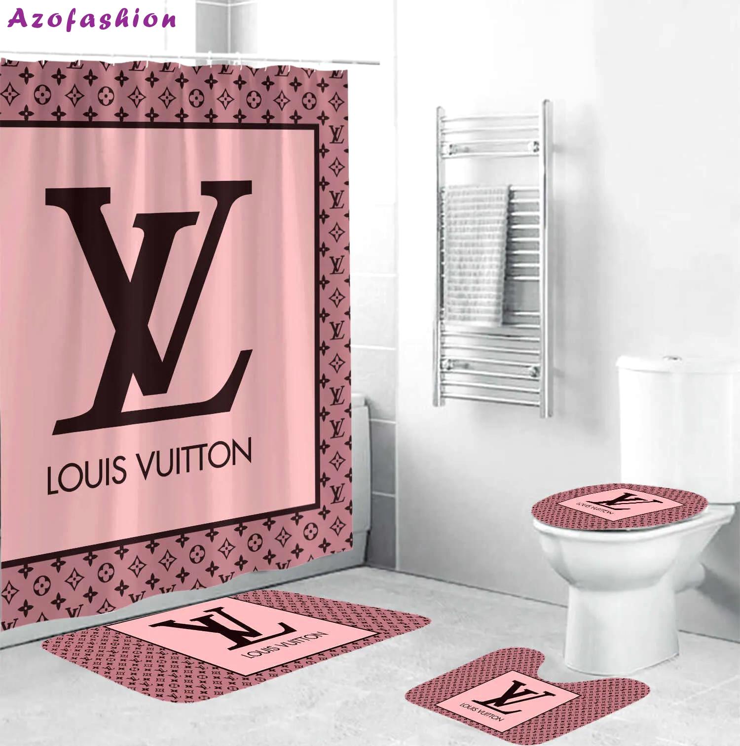 Louis vuitton pink fashion luxury brand premium bathroom set home decor Bathroom Set