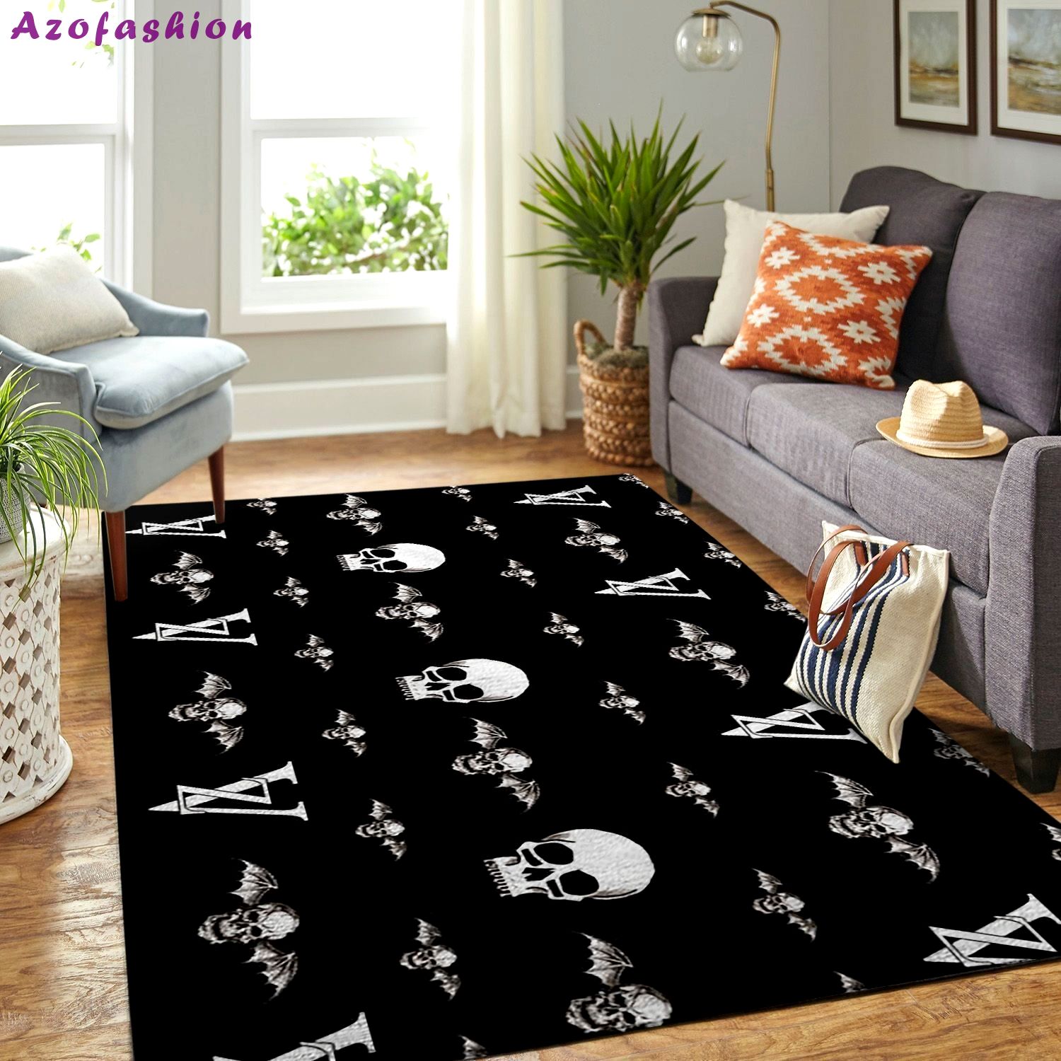 Louis vuitton skull logo type 657. Upgrade Your Living Room with Luxury Home Decor: Area Carpets, Floor Decor, Door Mats, and Hot Gift Items with style a High-End Fashion Brand Rectangle Rug