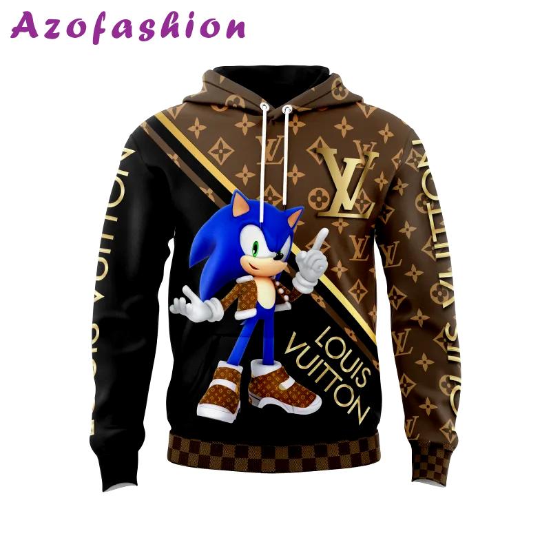 Louis vuitton sonic brown black unisex hoodie outfit for men women luxury brand clothing special gift Hoodie 3D