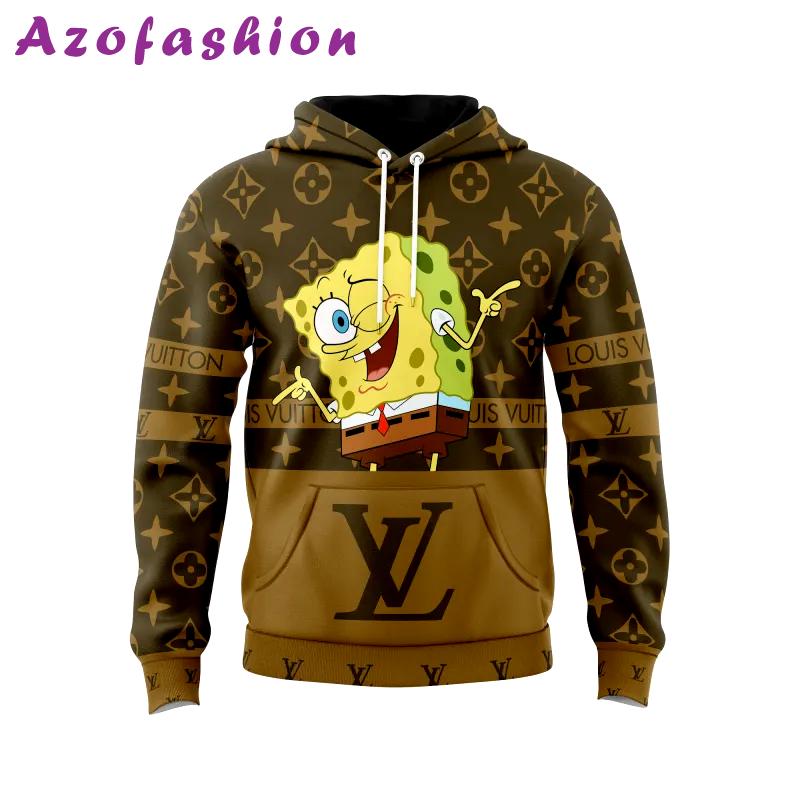 Louis vuitton spongebob squarepants brown unisex hoodie outfit for men women luxury brand clothing special gift Hoodie 3D